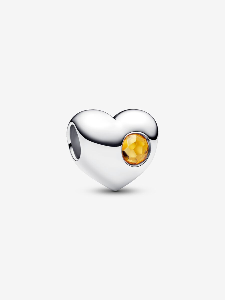Charm Cuore con Pietra Miele Novembre da incidere Argento Sterling 925 - CHARM