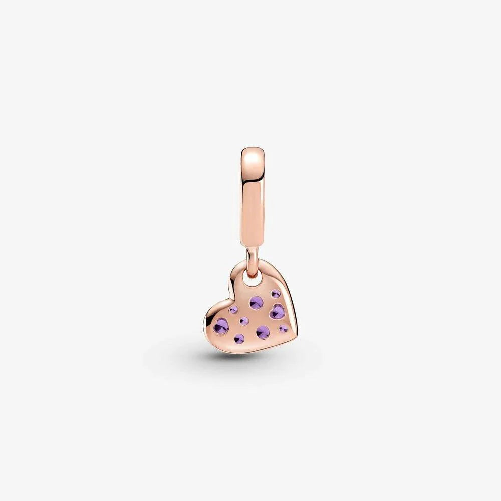 Charm Cuore Obliquo con Pavé Viola