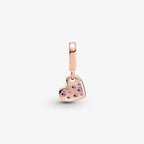 Charm Cuore Obliquo con Pavé Viola