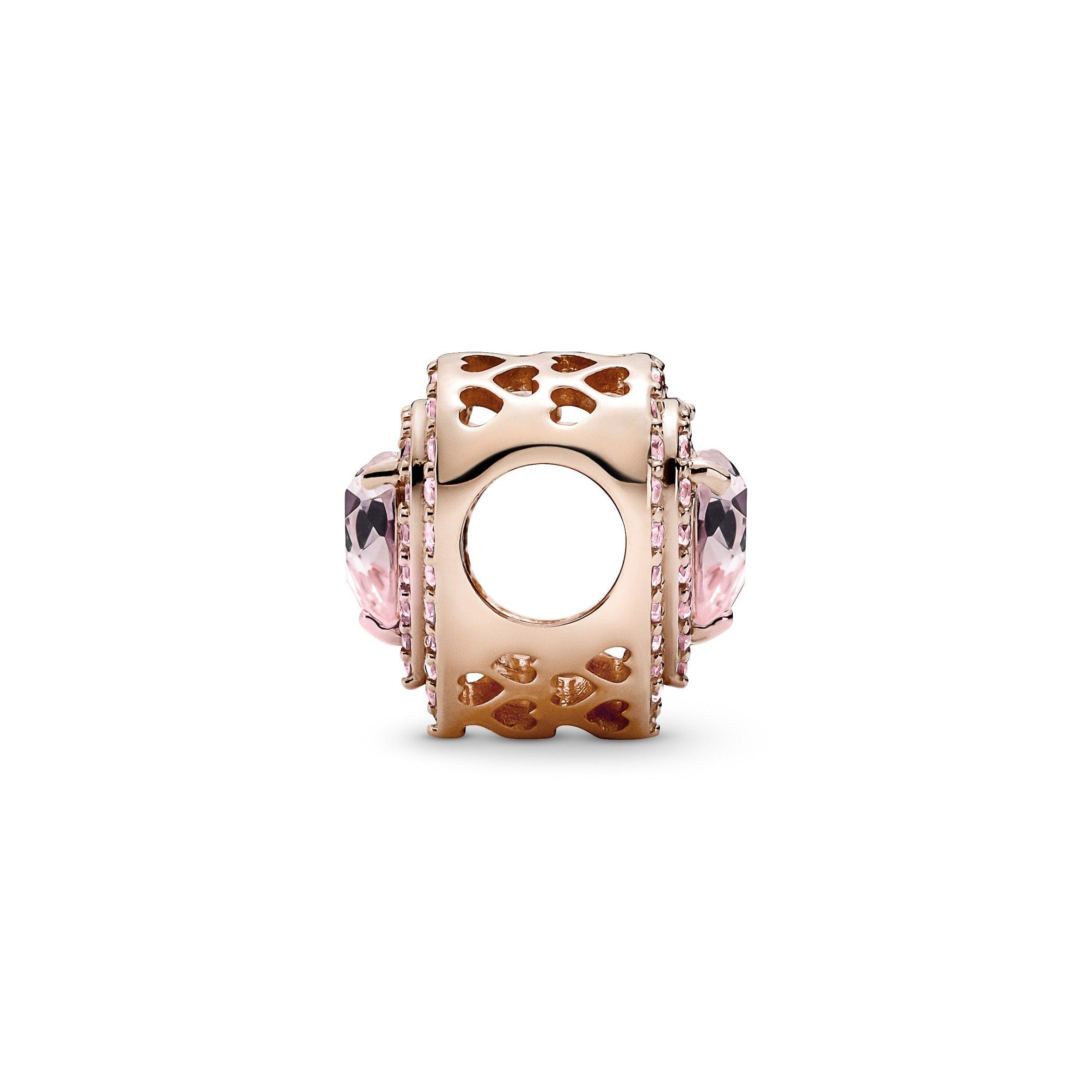 Charm Cuore Pietre Rosa