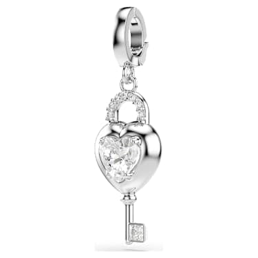 Charm Idyllia Taglio misto Cuore con chiave Bianco Placcato rodio - CHARM