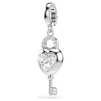 Charm Idyllia Taglio misto Cuore con chiave Bianco Placcato rodio - CHARM