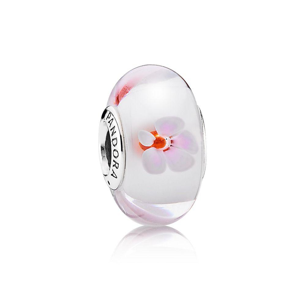 CHARM IN VETRO DI MURANO FIORI DI CILIEGIO ROSA