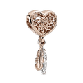 Charm Openwork Acchiappasogni Cuore Due Piume