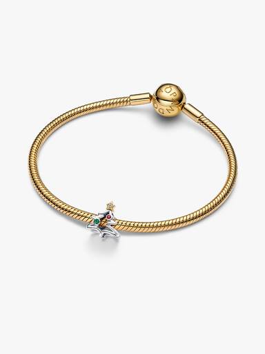 Charm Openwork Albero di Natale Argento Sterling 925 Placcatura in Oro 14k - CHARM