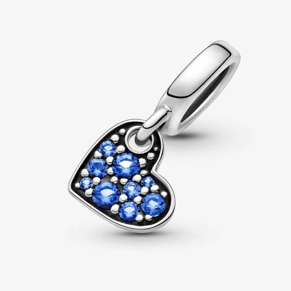 Charm Pandora Cuore Obliquo con Pavé Blu