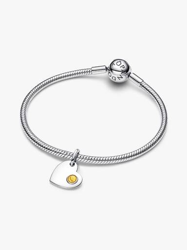 Charm Pendente Cuore con Pietra Miele Novembre Argento Sterling 925 - CHARM