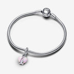 Charm Pendente Cuore di Mamma Rosa Opalescente
