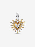 Charm pendente Cuore Luminoso doppio Argento Sterling 925 Placcatura in Oro 14k - CHARM