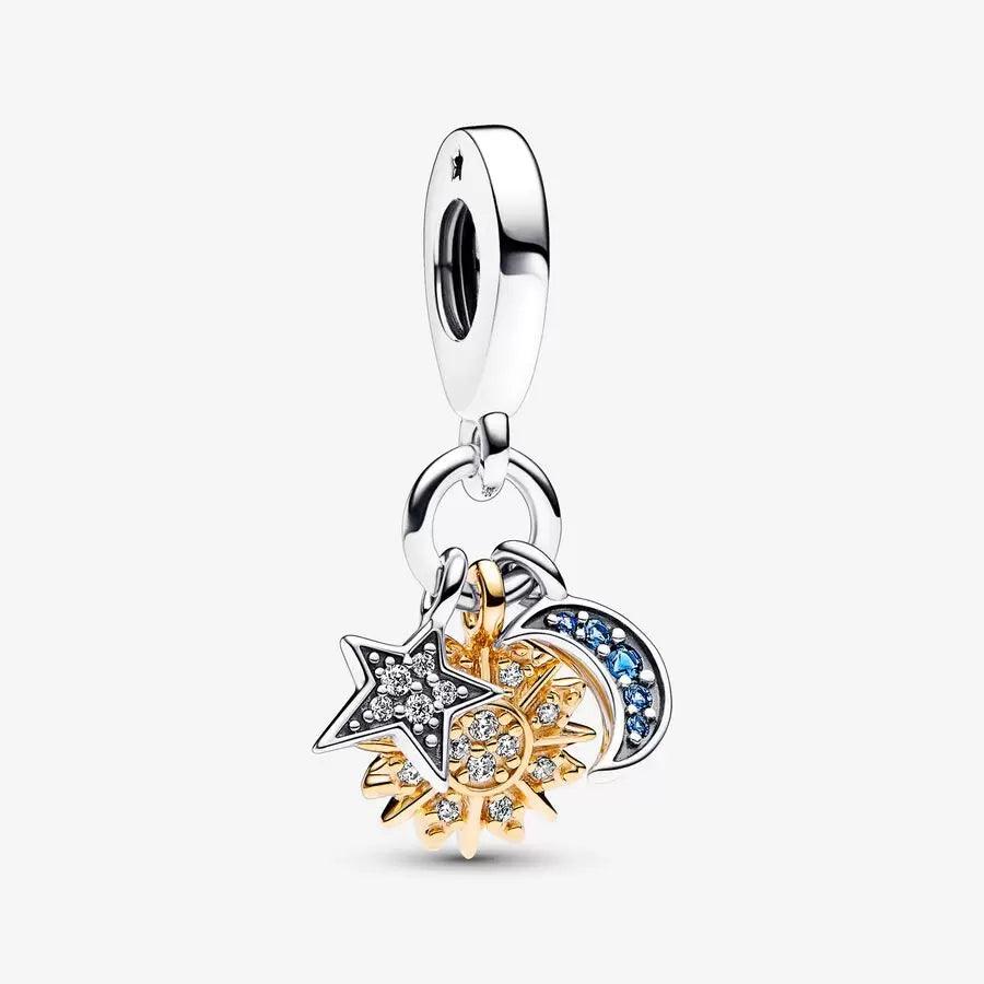 Charm Pendente Stella, Sole e Luna