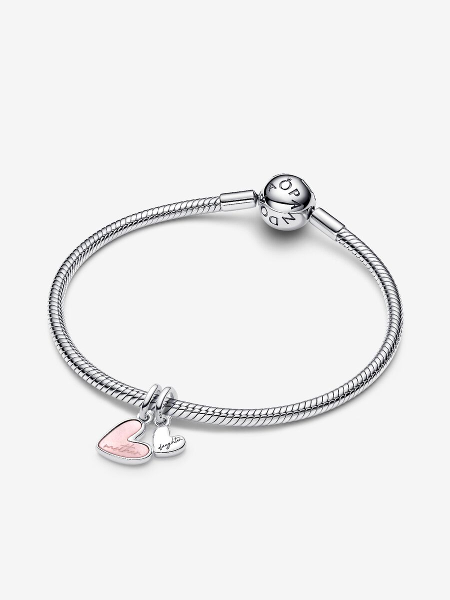Charm Pendente Unione di Cuori Mamma e Figlia divisibile Argento Sterling 925 - CHARM