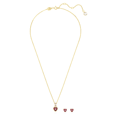 Chroma set Swarovski- Cuore rosso placcato color oro. - SET