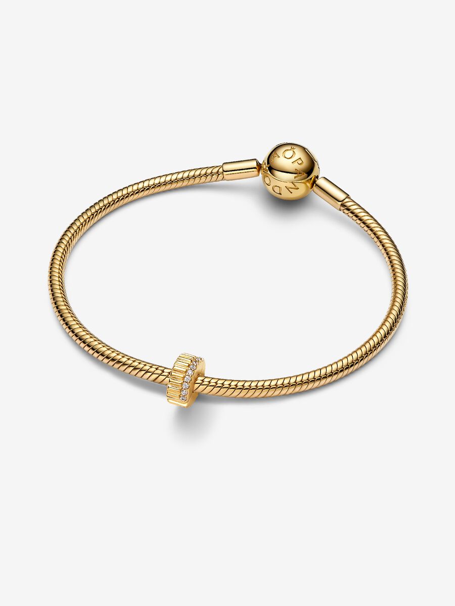 Clip Rigata con Pietre Placcatura in Oro 14k - CHARM