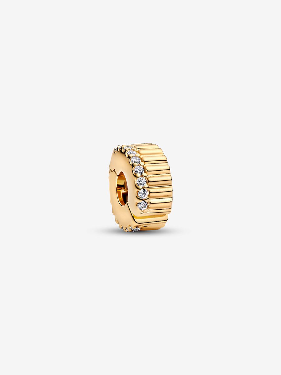 Clip Rigata con Pietre Placcatura in Oro 14k - CHARM