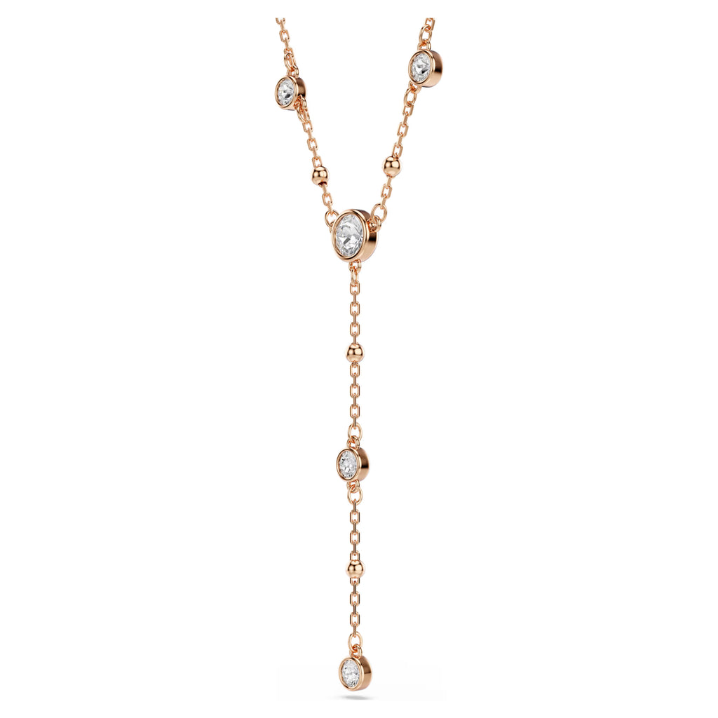 Collana a Y Imber Taglio Round, Bianco, Finitura oro rosa 18K