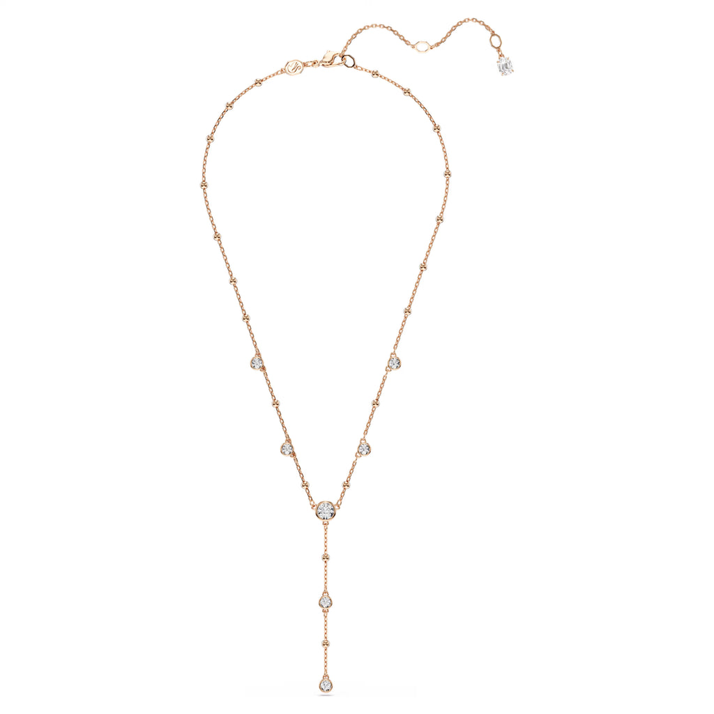 Collana a Y Imber Taglio Round, Bianco, Finitura oro rosa 18K