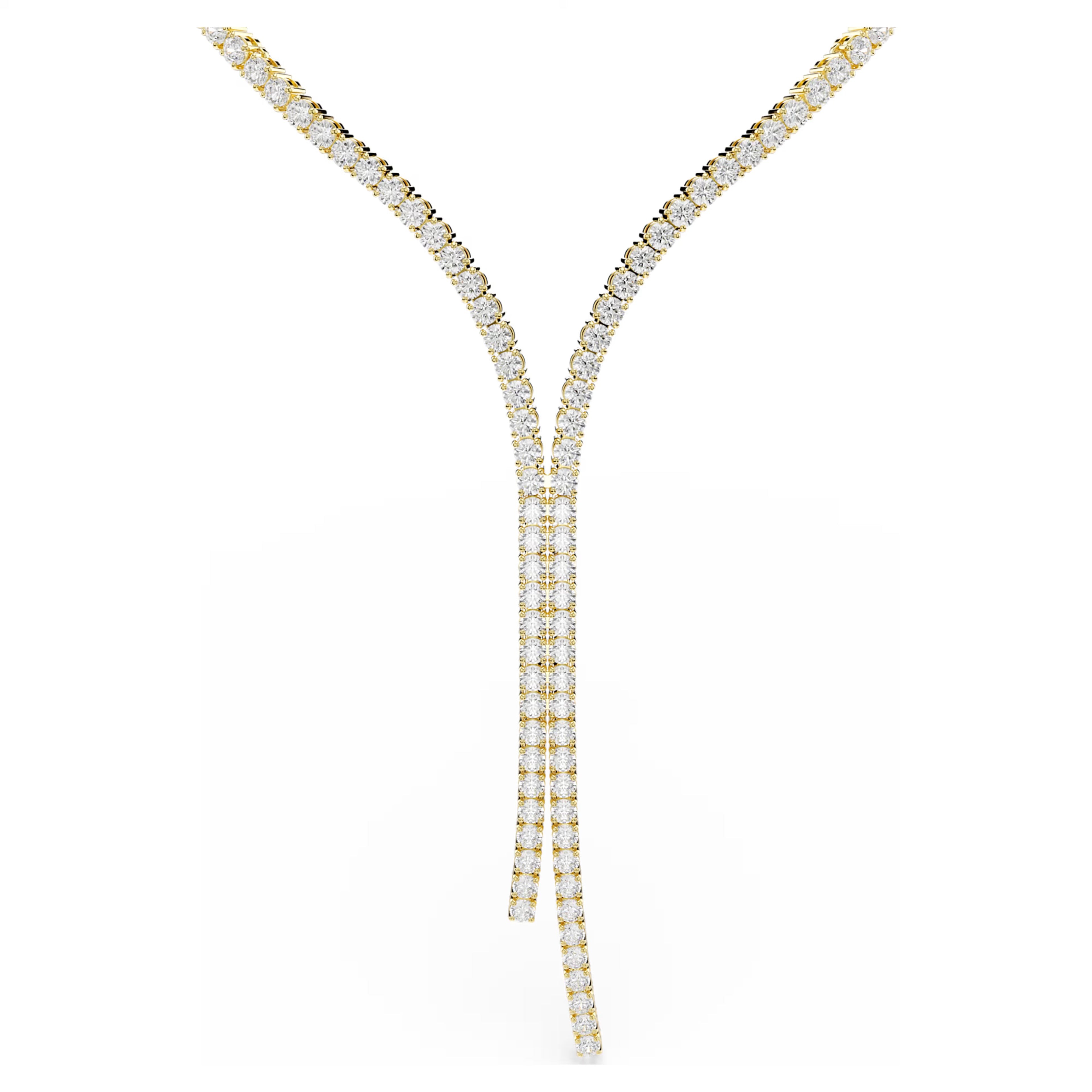 Collana a Y Matrix Taglio Round, Bianco, Finitura oro 18K