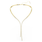 Collana a Y Matrix Taglio Round, Bianco, Finitura oro 18K