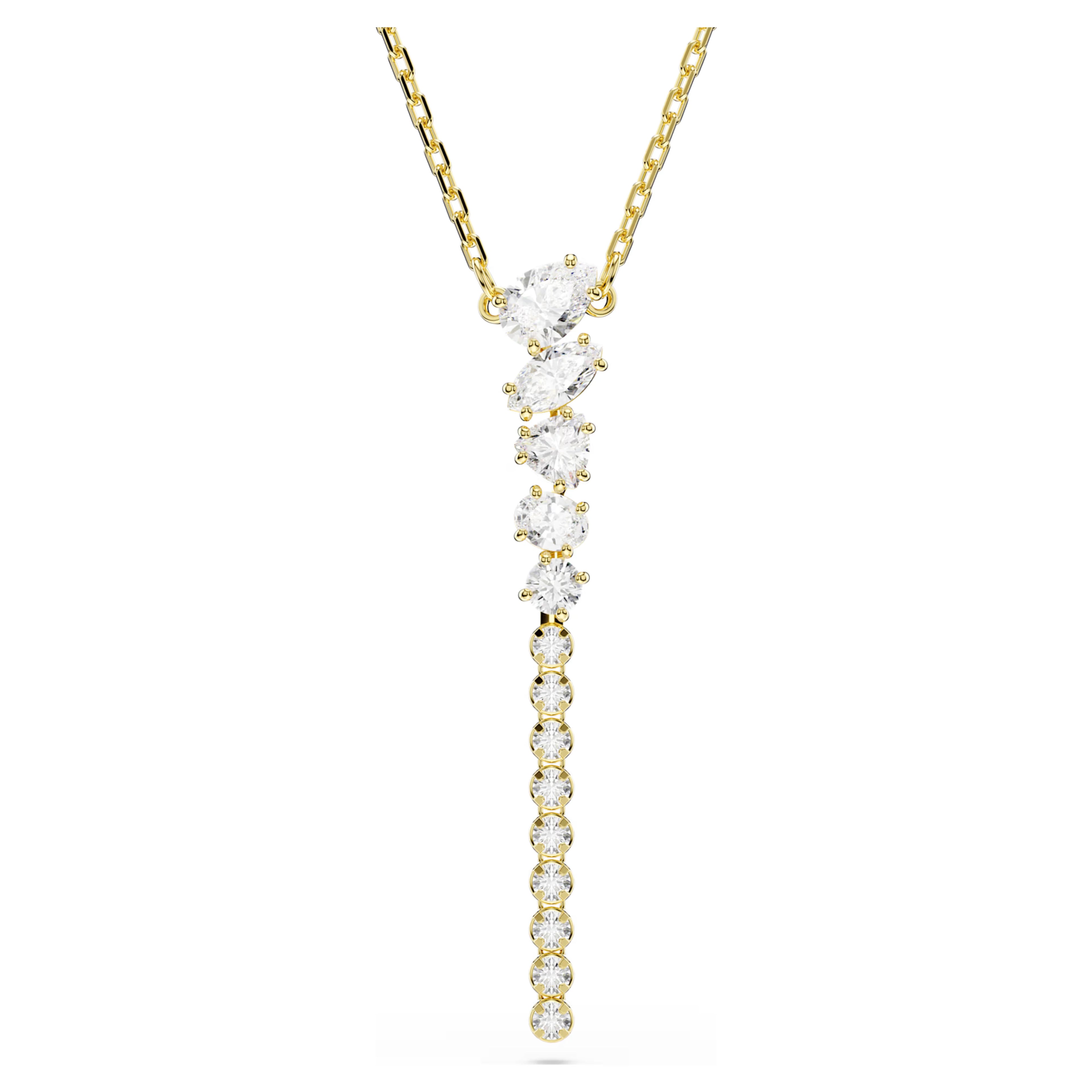 Collana a Y Mesmera Taglio misto, Bianco, Finitura oro 18K