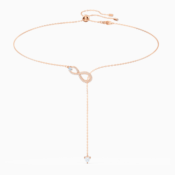 COLLANA A Y SWAROVSKI INFINITY, BIANCO, PLACCATO COLOR ORO ROSA