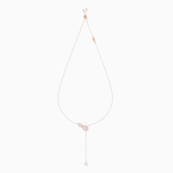 COLLANA A Y SWAROVSKI INFINITY, BIANCO, PLACCATO COLOR ORO ROSA