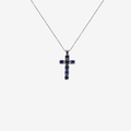 Collana con Croce in Oro Bianco e Zaffiri