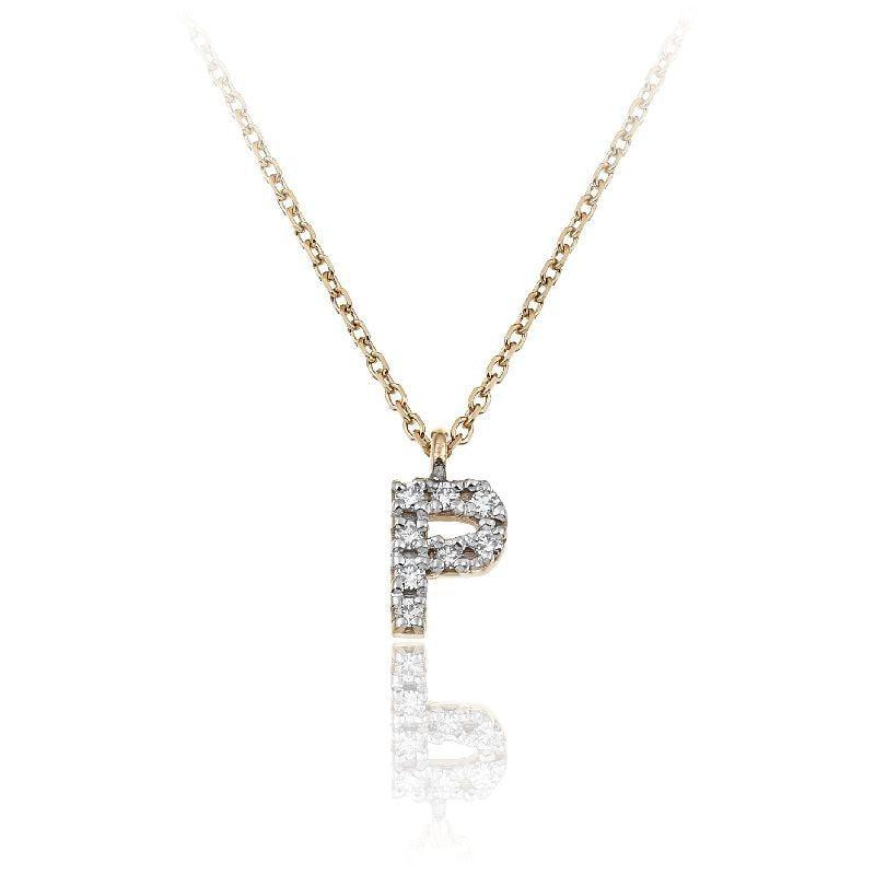 Collana con pendente lettera in oro e diamanti LETTERA P