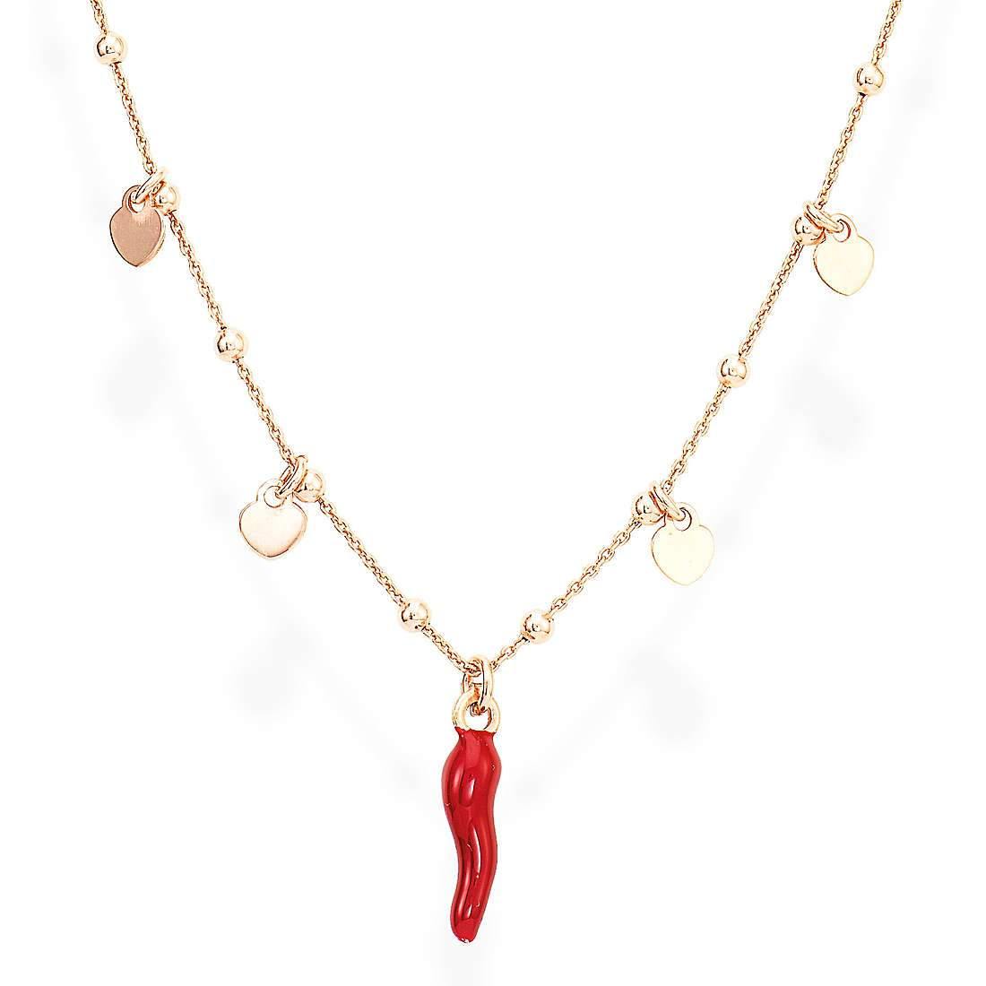 COLLANA CORNETTO ROSSO E CUORI