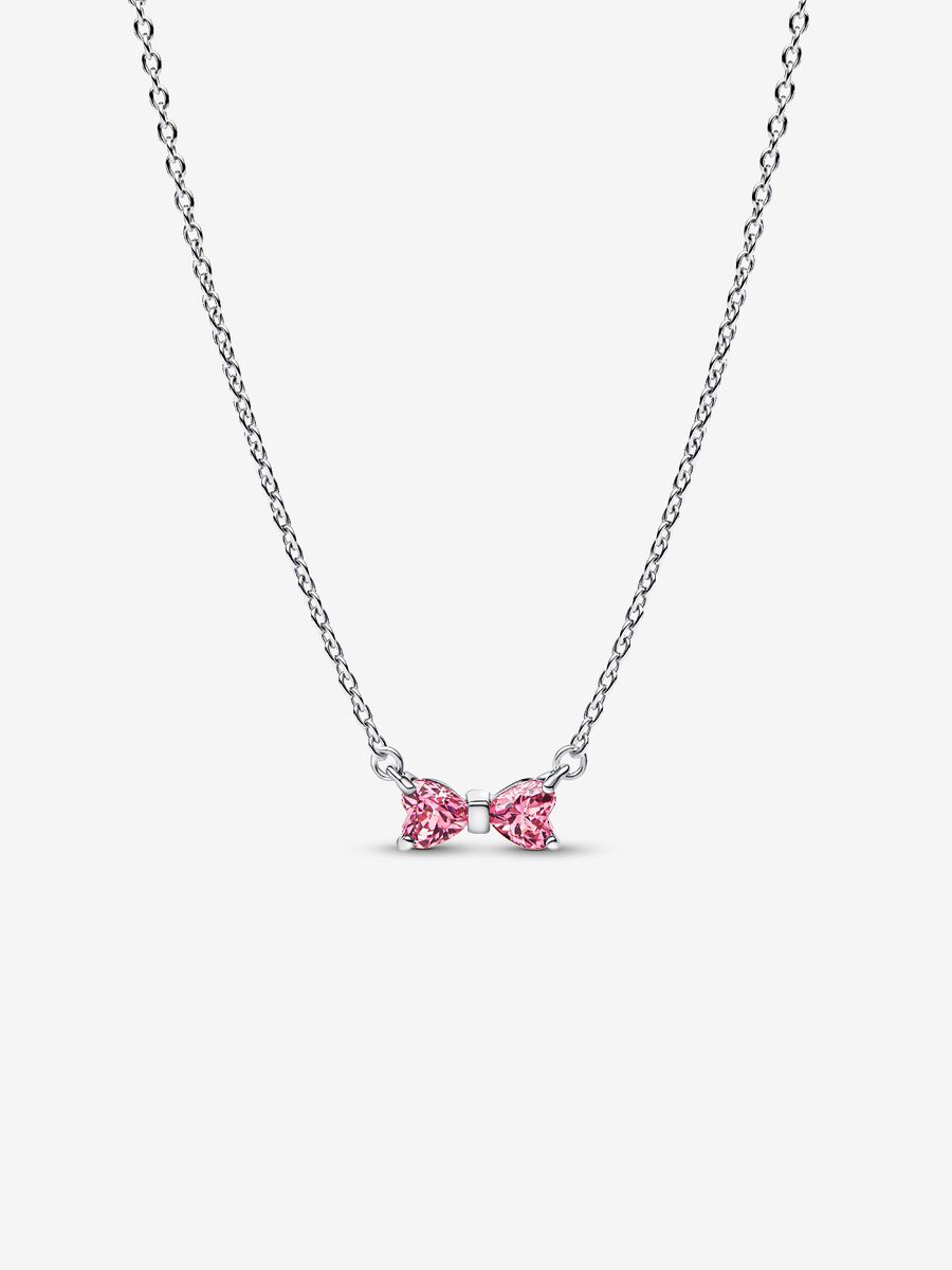 Collana Fiocco Luminoso Rosa Argento Sterling 925 - COLLANA