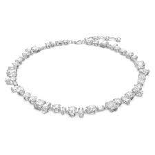 Collana Gema Taglio misto, Bianca, Placcato rodio