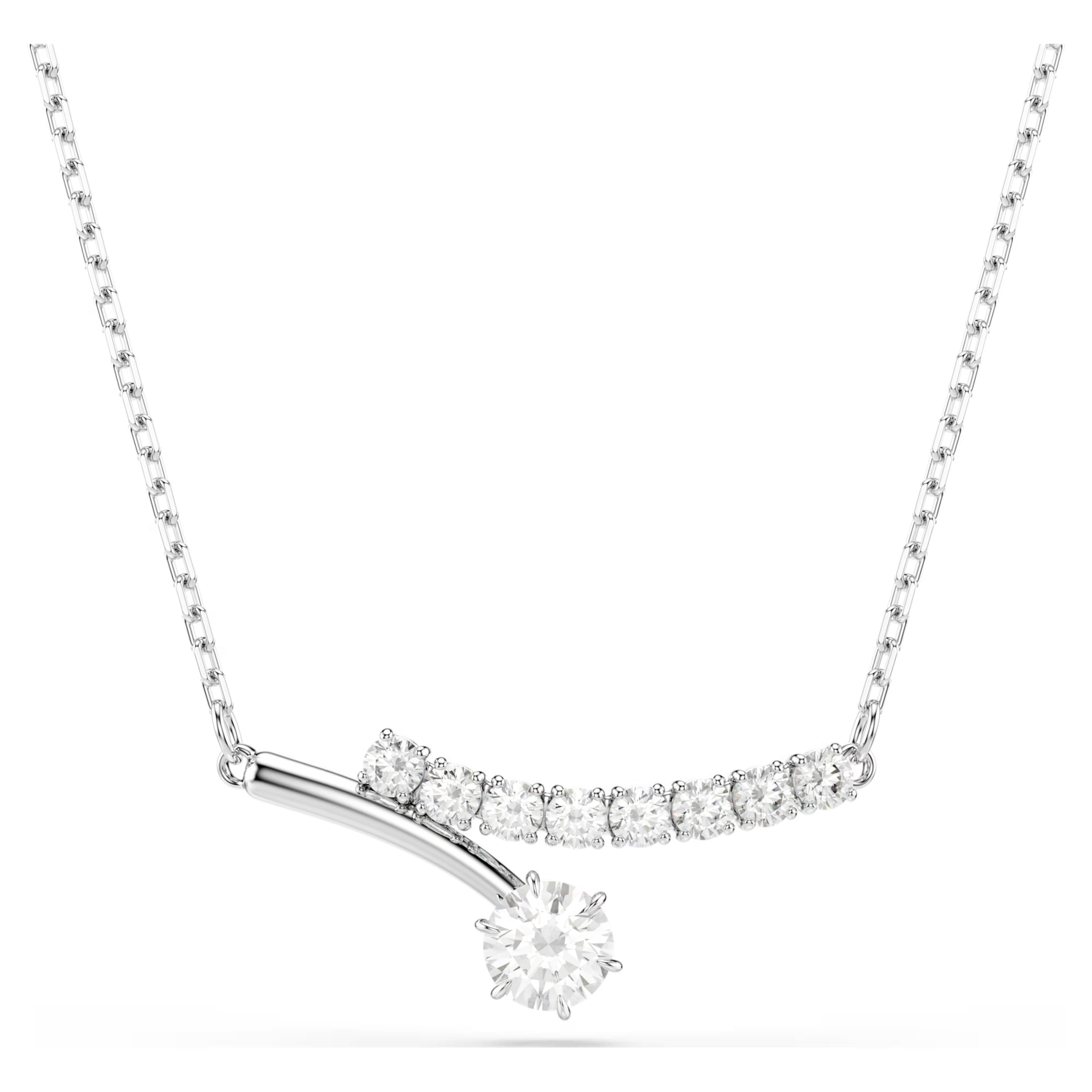 Collana Matrix Taglio Round, Bianca, Placcato rodio