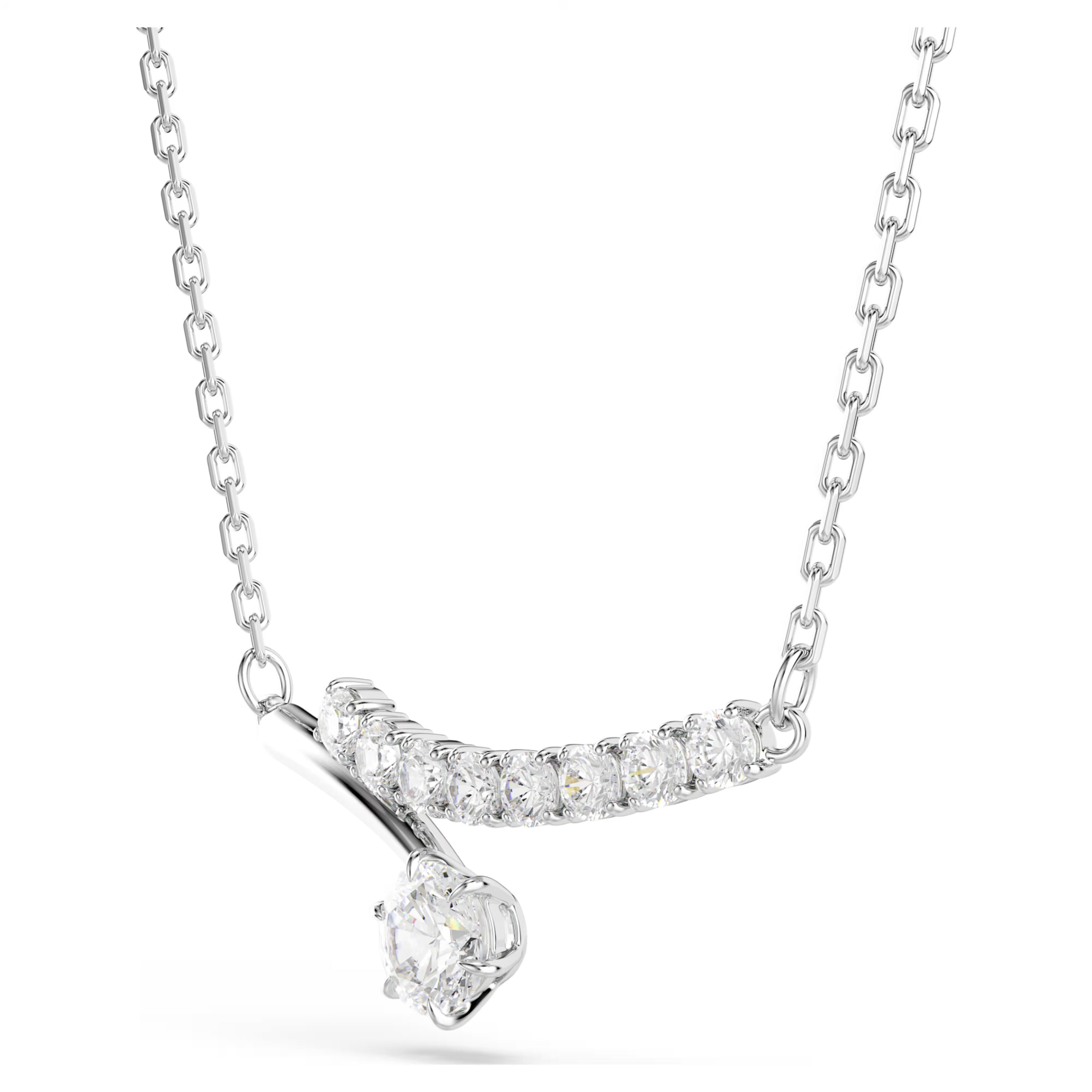 Collana Matrix Taglio Round, Bianca, Placcato rodio