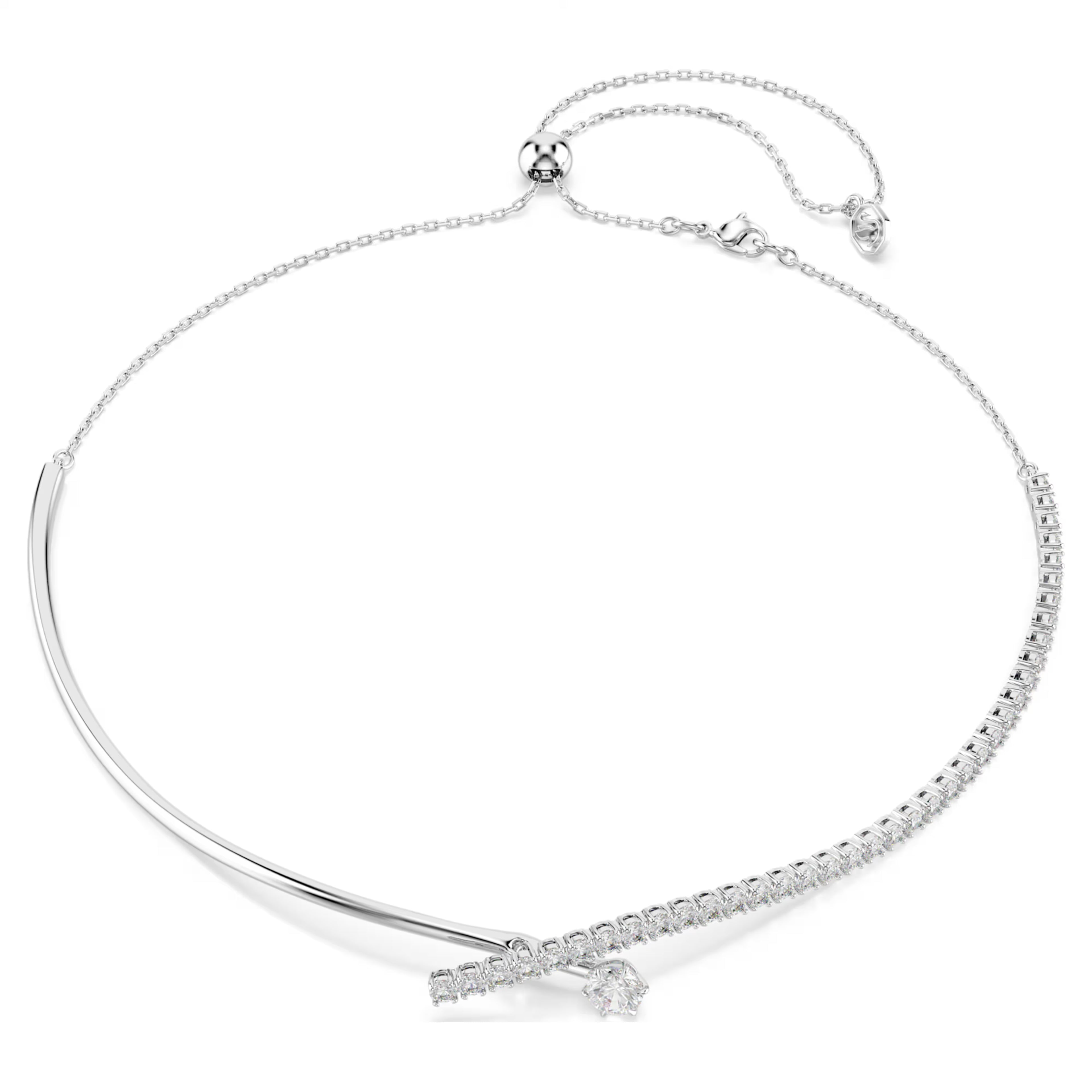 Collana Matrix Taglio Round, Bianca, Placcato rodio