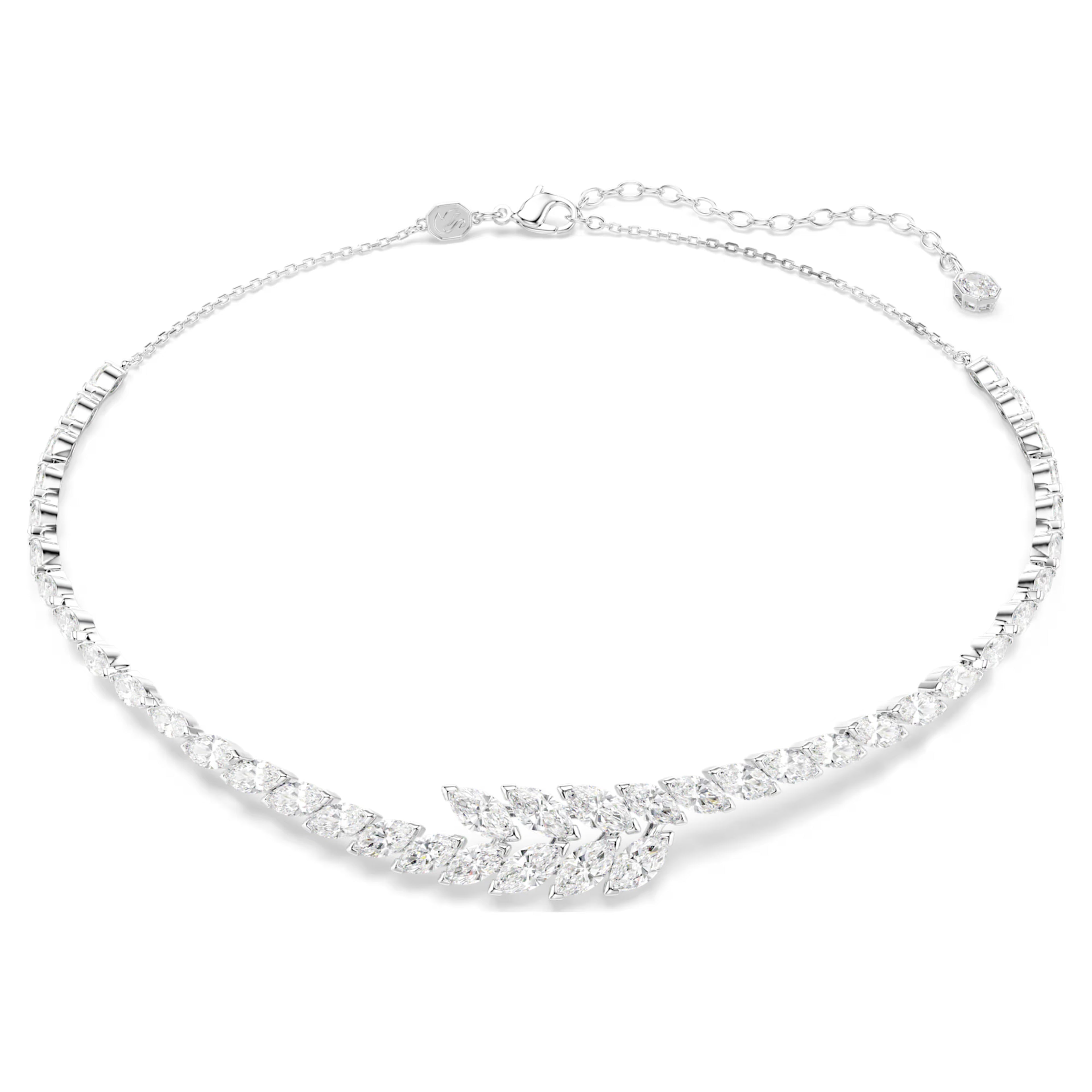 Collana Mesmera Taglio Marquise, Bianca, Placcato rodio