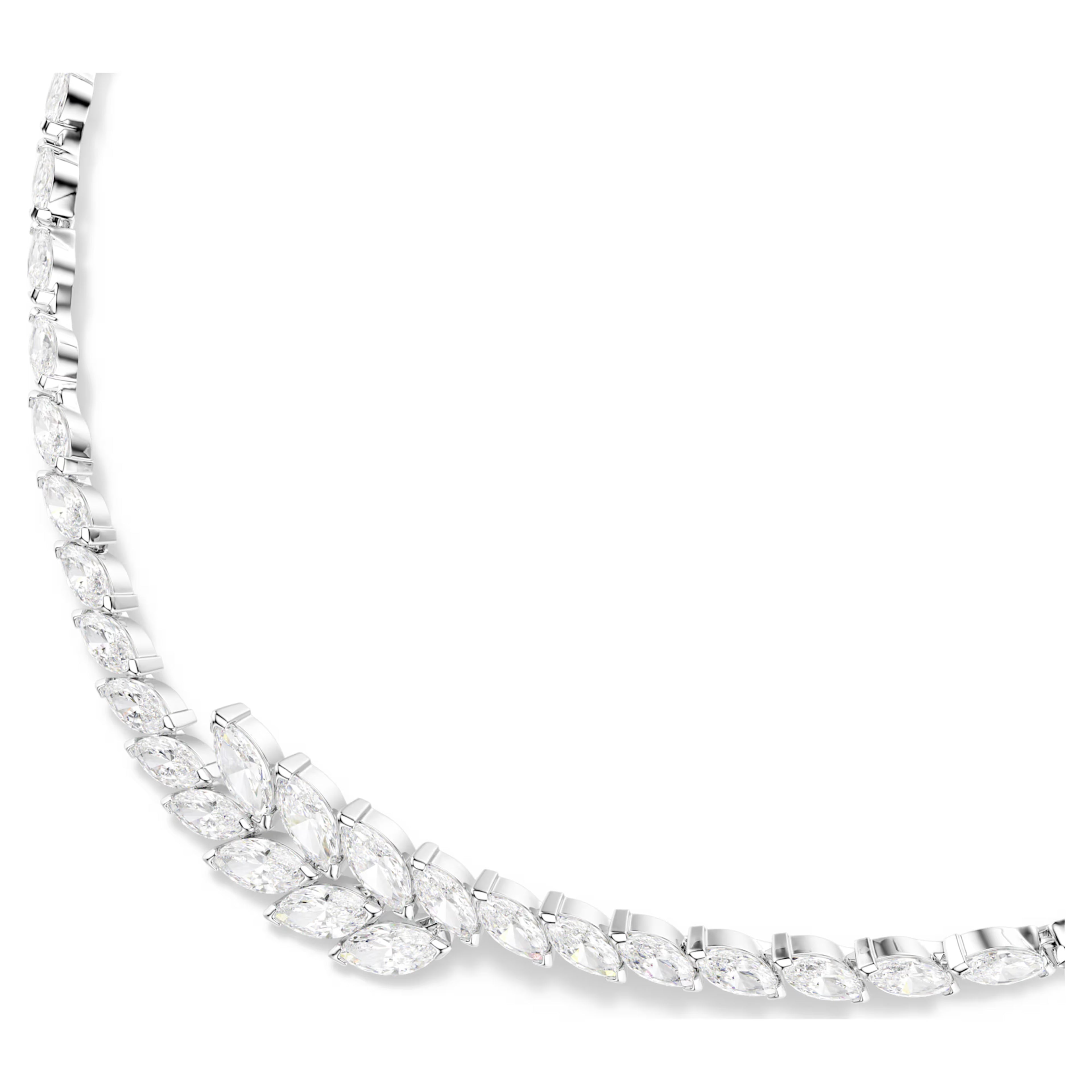 Collana Mesmera Taglio Marquise, Bianca, Placcato rodio