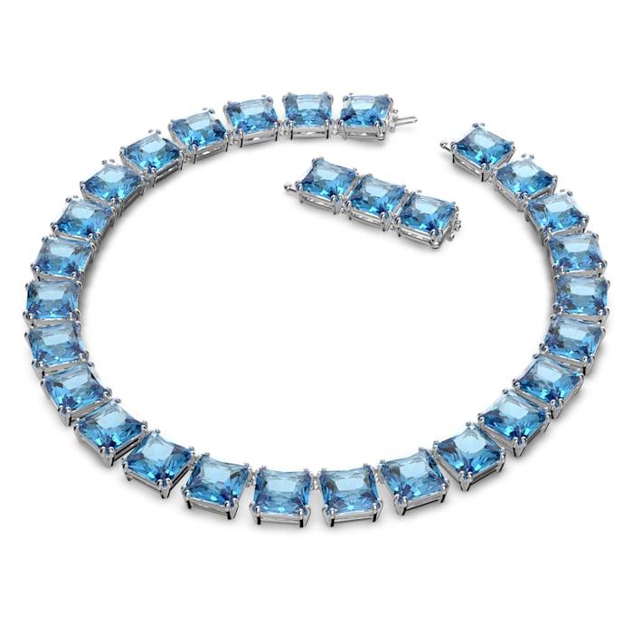 Collana Millenia Taglio squadrato, Blu, Placcato rodio