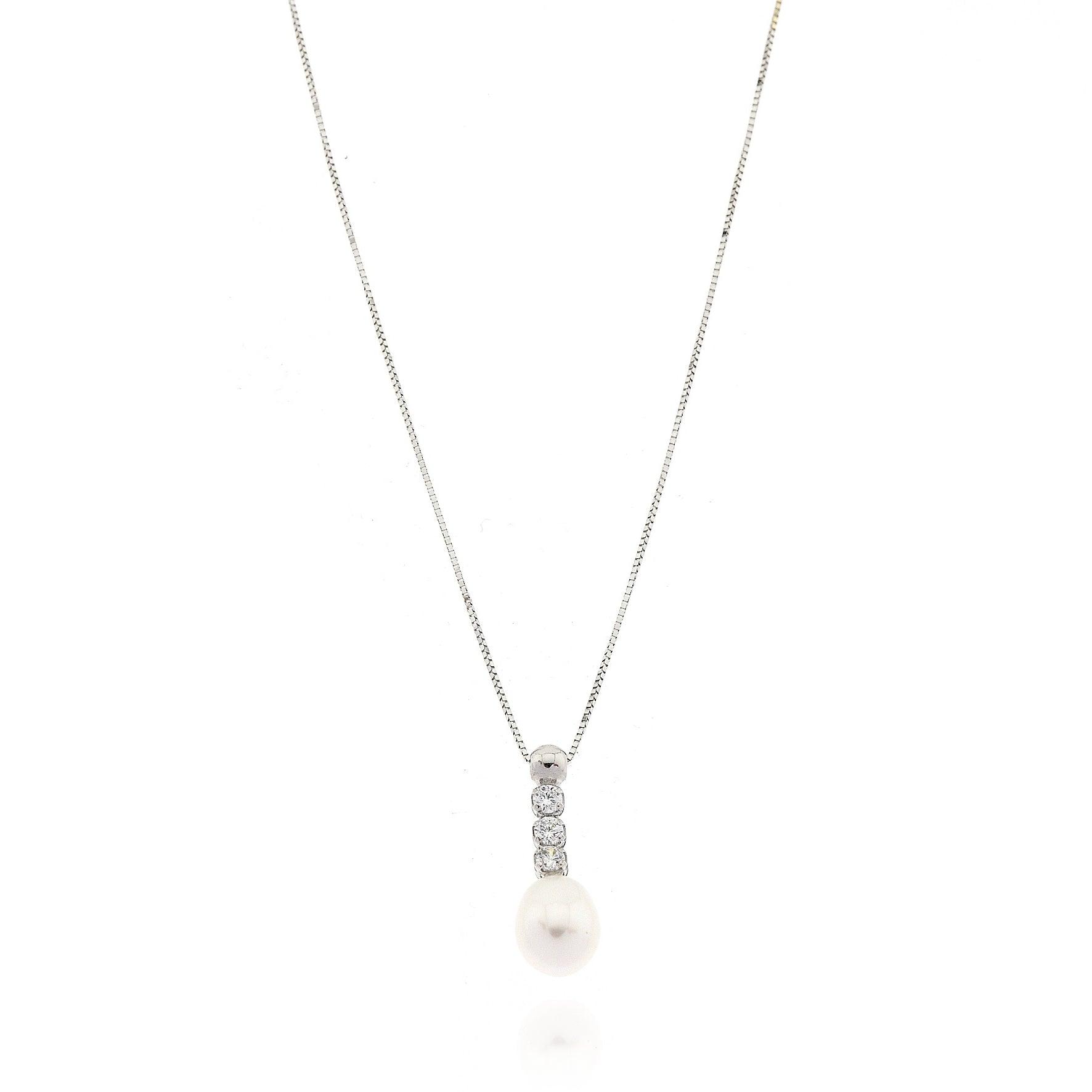 Collana Perla e Zirconi