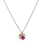 COLLANA QUADRICUORE ROSE' E ZIRCONI BIANCHI E RUBINO
