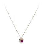COLLANA QUADRICUORE ROSE' E ZIRCONI BIANCHI E RUBINO