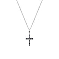 Collana Rodio Croce e Zirconi Neri