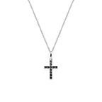 Collana Rodio Croce e Zirconi Neri