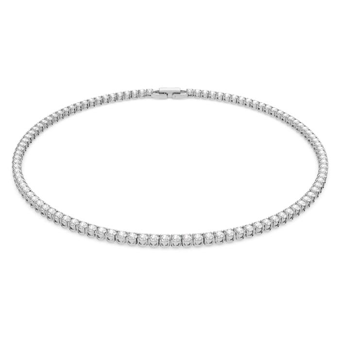 COLLANA TENNIS DELUXE, BIANCO, PLACCATO RODIO