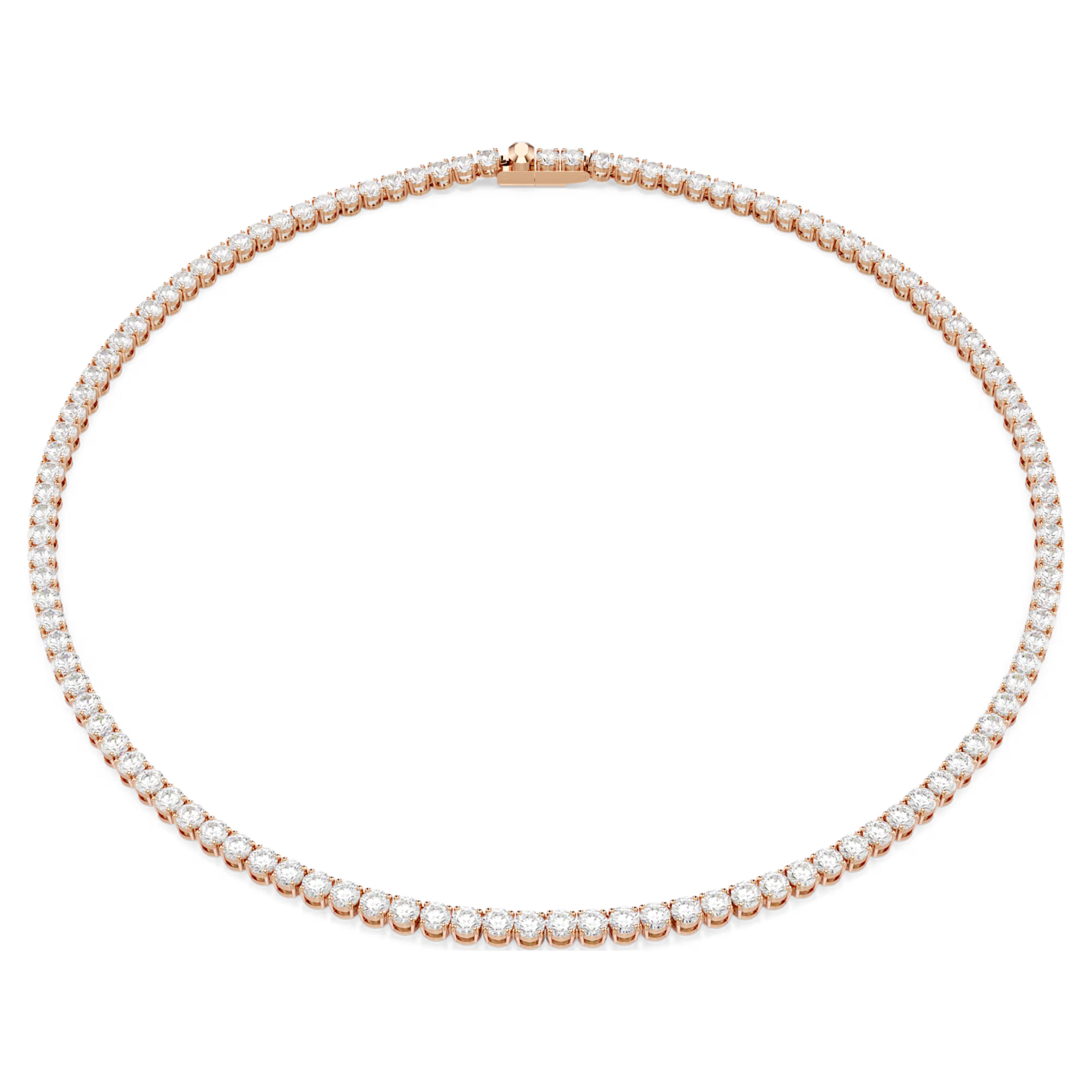 Collana Tennis Matrix Taglio Round, Bianca, Finitura oro rosa 18K