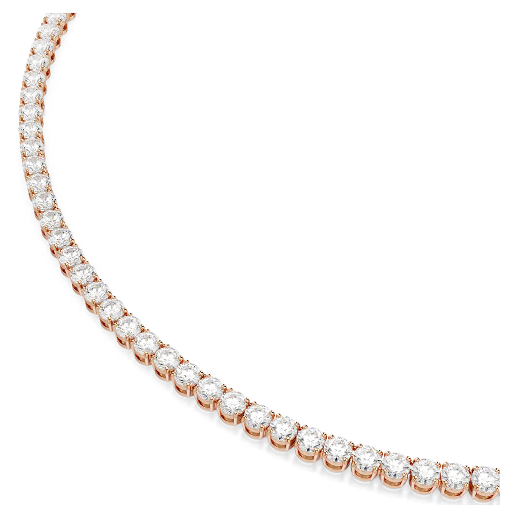 Collana Tennis Matrix Taglio Round, Bianca, Finitura oro rosa 18K