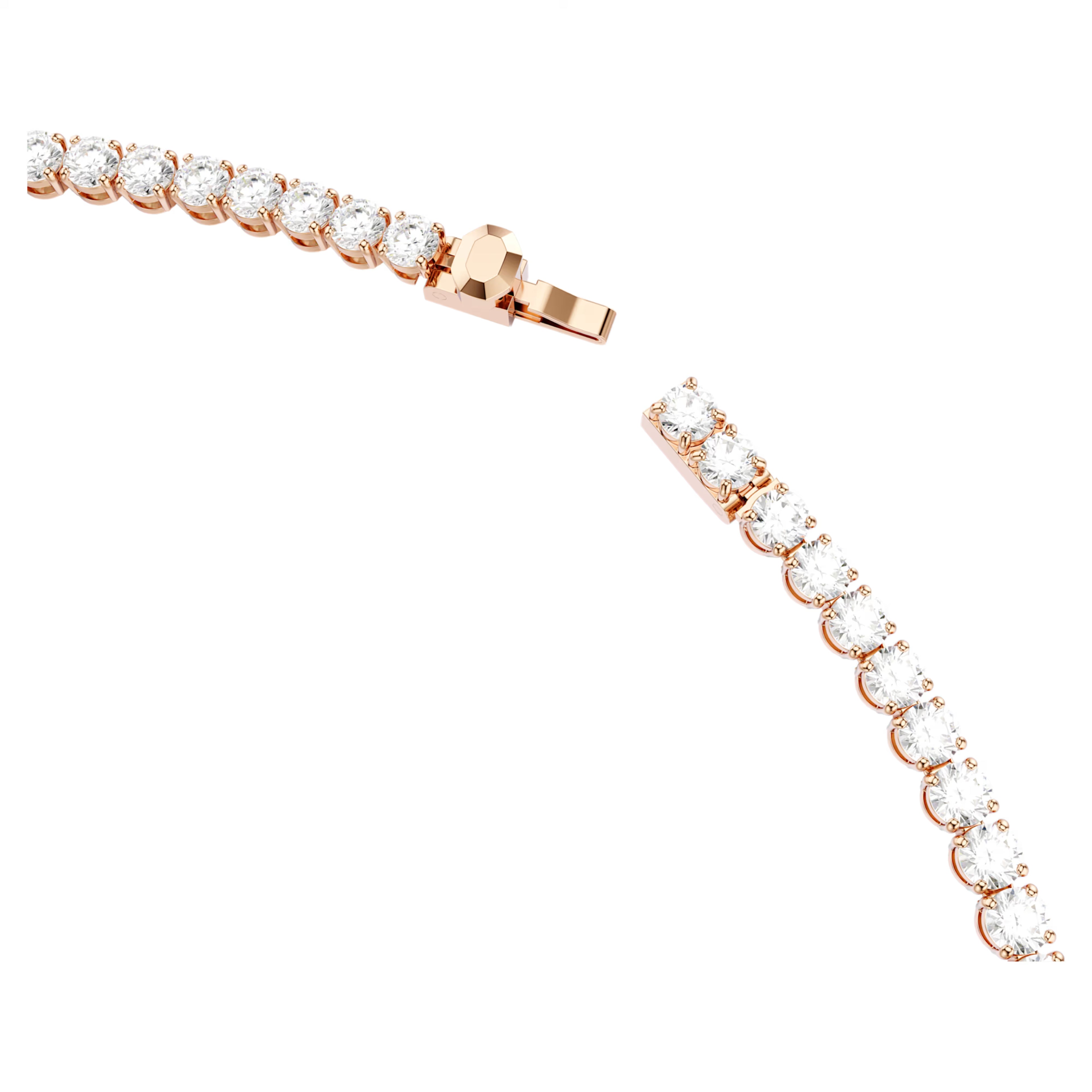 Collana Tennis Matrix Taglio Round, Bianca, Finitura oro rosa 18K