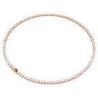 Collana Tennis Matrix Taglio Round, Bianca, Finitura oro rosa 18K