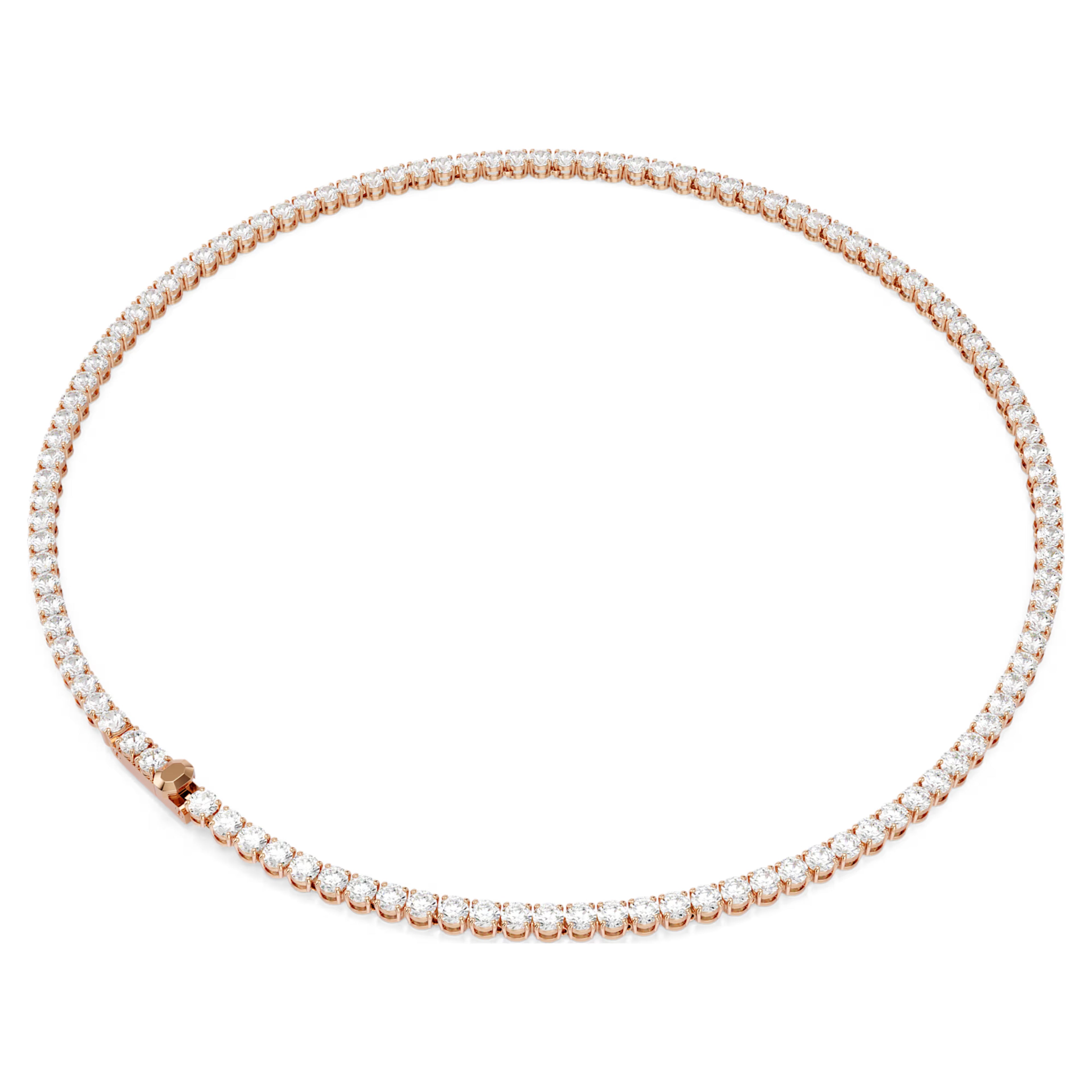 Collana Tennis Matrix Taglio Round, Bianca, Finitura oro rosa 18K