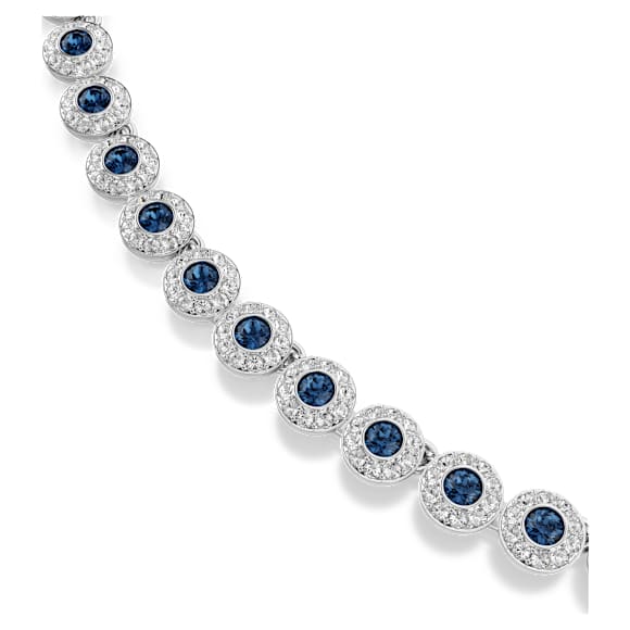 Collana Tennis Una Angelic Taglio Round Blu Placcato rodio - COLLANA