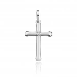Croce oro bianco con diamante - ciondoli