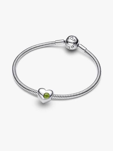 Cuore con Pietra Verde Agosto da incidere Argento Sterling 925 - CHARM